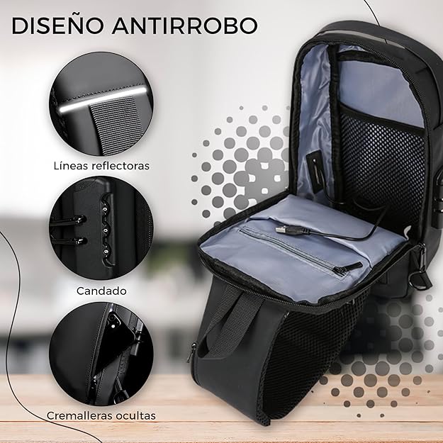 MOCHILA ANTIRROBO NEGRA: SEGURIDAD Y ESTILO EN CADA AVENTURA